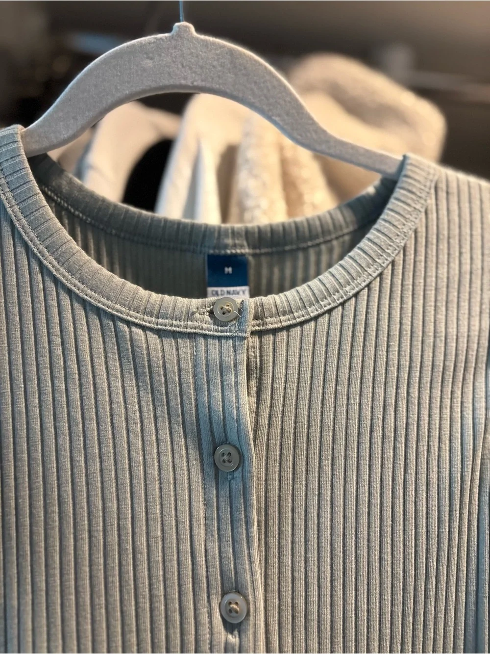 Old Navy Light Blue Ribbed Button-Front Tank - Picture 2 of 2